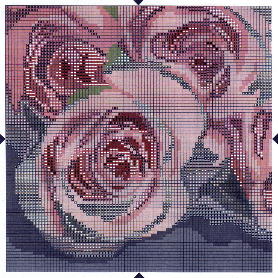 Схема для вышивки нитками 'Розы'