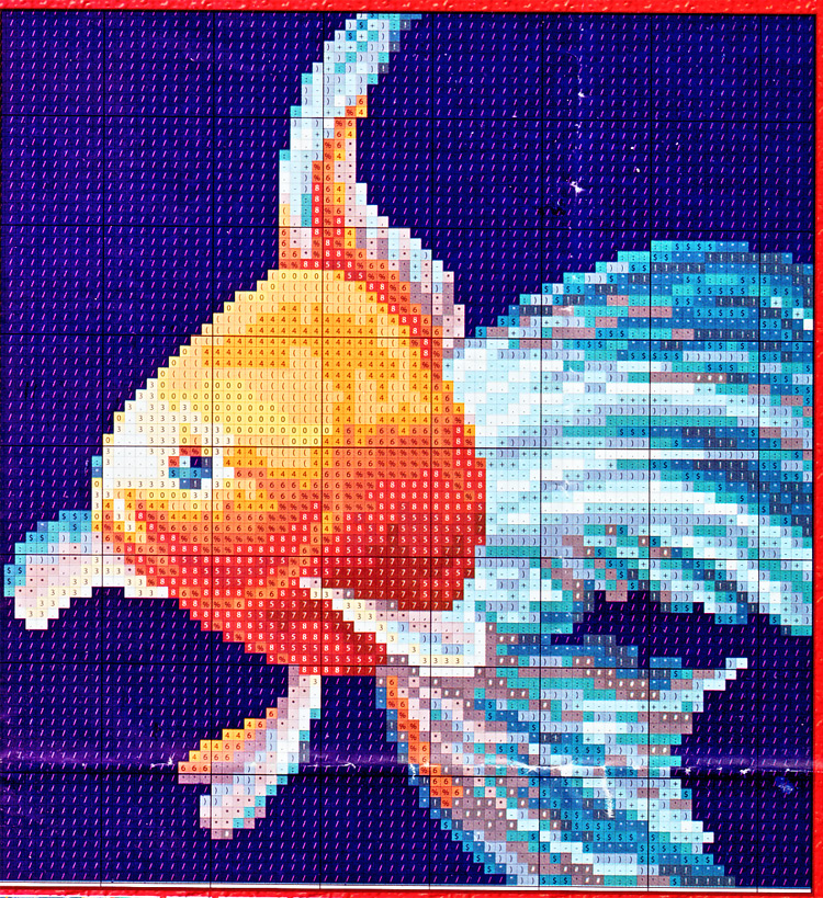 Схема для вышивки нитками 'Золотая рыбка'